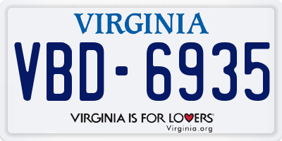 VA license plate VBD6935