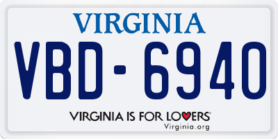 VA license plate VBD6940