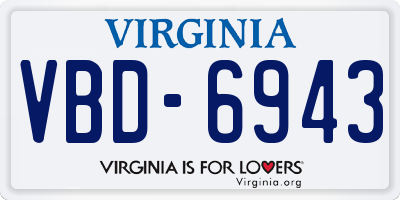 VA license plate VBD6943