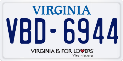 VA license plate VBD6944