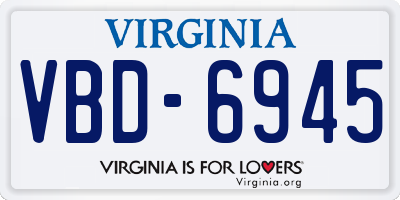 VA license plate VBD6945