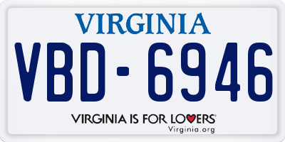 VA license plate VBD6946