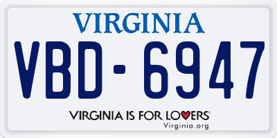 VA license plate VBD6947