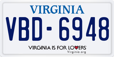 VA license plate VBD6948