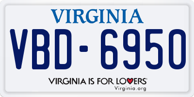 VA license plate VBD6950