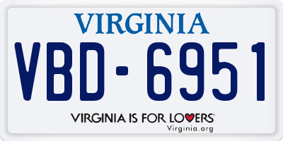 VA license plate VBD6951