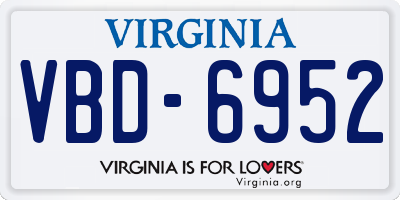 VA license plate VBD6952