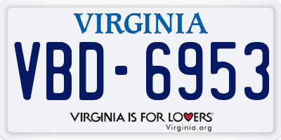 VA license plate VBD6953