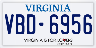 VA license plate VBD6956