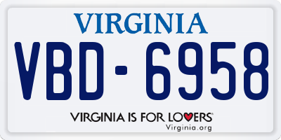 VA license plate VBD6958