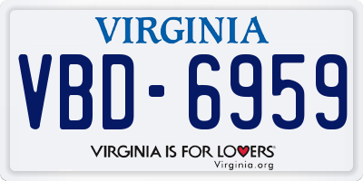 VA license plate VBD6959
