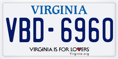 VA license plate VBD6960