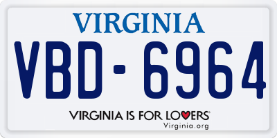 VA license plate VBD6964
