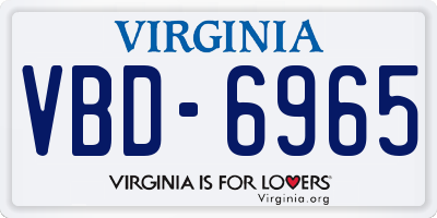 VA license plate VBD6965