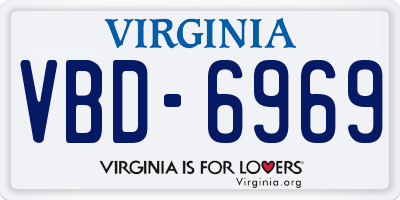 VA license plate VBD6969