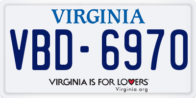 VA license plate VBD6970