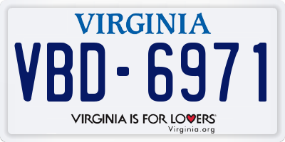 VA license plate VBD6971