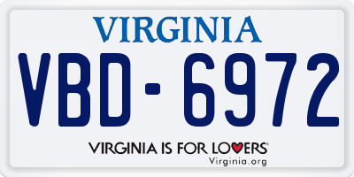 VA license plate VBD6972