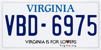 VA license plate VBD6975