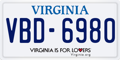 VA license plate VBD6980