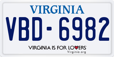 VA license plate VBD6982