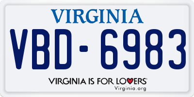 VA license plate VBD6983