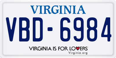 VA license plate VBD6984