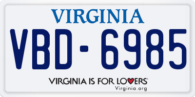 VA license plate VBD6985