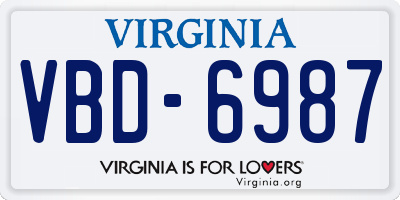 VA license plate VBD6987