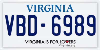 VA license plate VBD6989