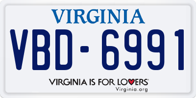 VA license plate VBD6991