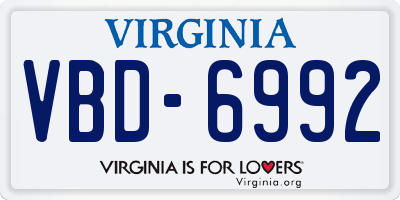 VA license plate VBD6992
