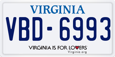 VA license plate VBD6993