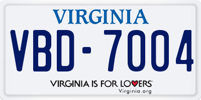 VA license plate VBD7004