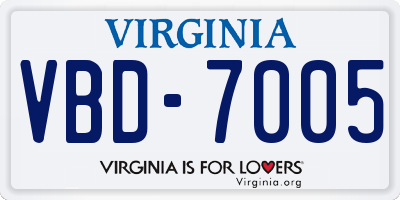 VA license plate VBD7005