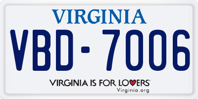 VA license plate VBD7006