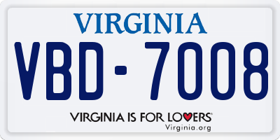 VA license plate VBD7008