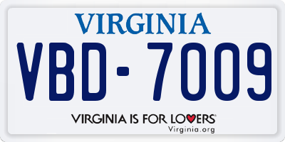 VA license plate VBD7009