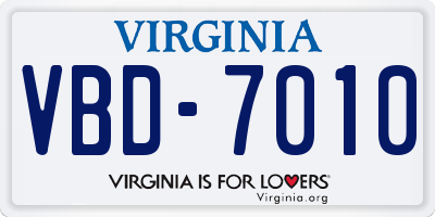 VA license plate VBD7010