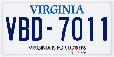VA license plate VBD7011