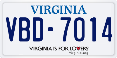 VA license plate VBD7014