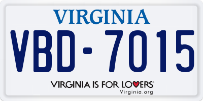 VA license plate VBD7015