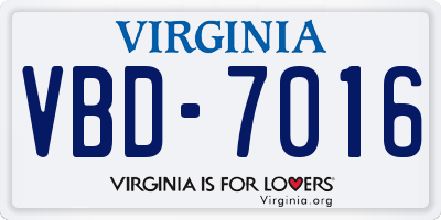 VA license plate VBD7016