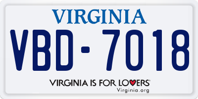 VA license plate VBD7018