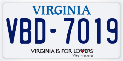 VA license plate VBD7019