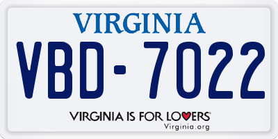 VA license plate VBD7022