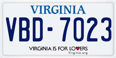 VA license plate VBD7023