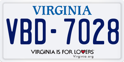 VA license plate VBD7028