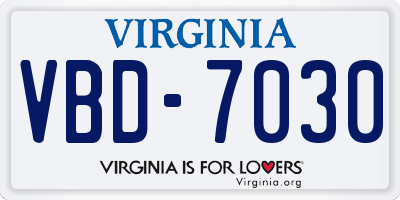 VA license plate VBD7030