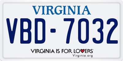 VA license plate VBD7032